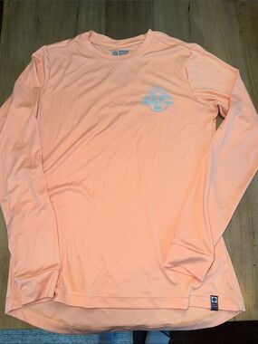 Salt Life Women's Long Sleeve Swim Top - Peach with Light Blue Logo